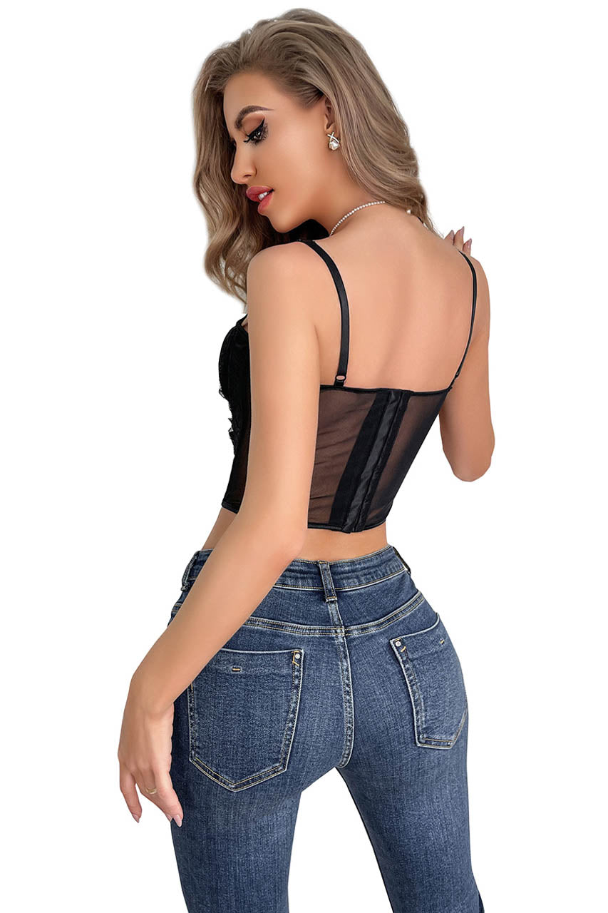 3wishes.com Apparel & Accessories > Clothing > Underwear & Socks > Shapewear - 3wishes Plus Size Lace Bustier: Figure-Enhancing, Adjustable Fit - Prem
